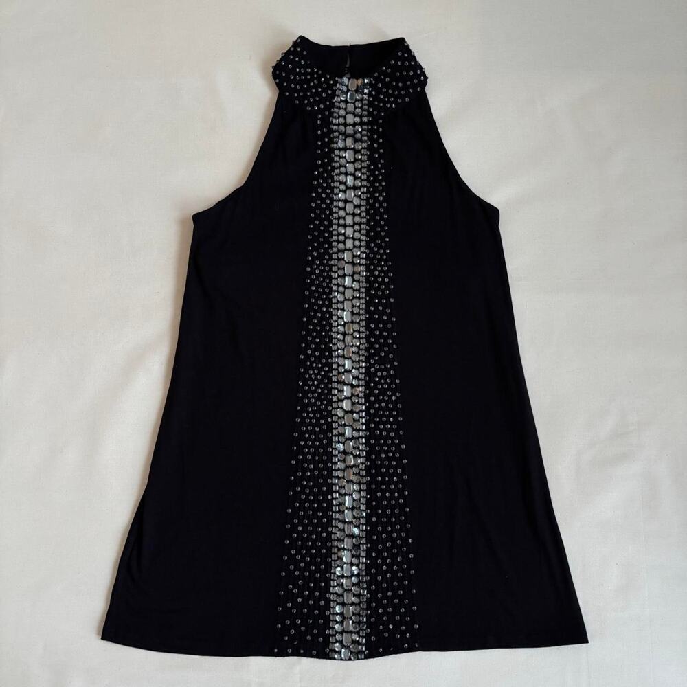 2000’s INC International Concepts Black Rhinestone Halter Tunic Top Y2K - Size S